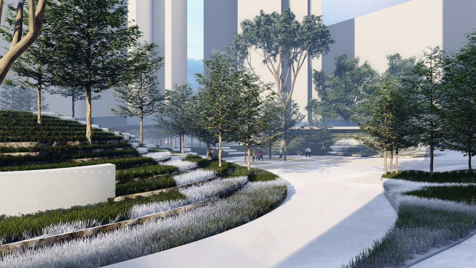 现代公园景观SU模型下载【ID:1125986645】