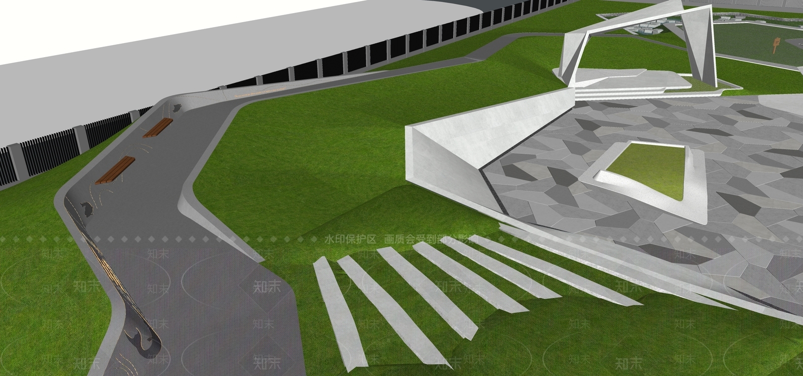现代公园景观SU模型下载【ID:1125986767】