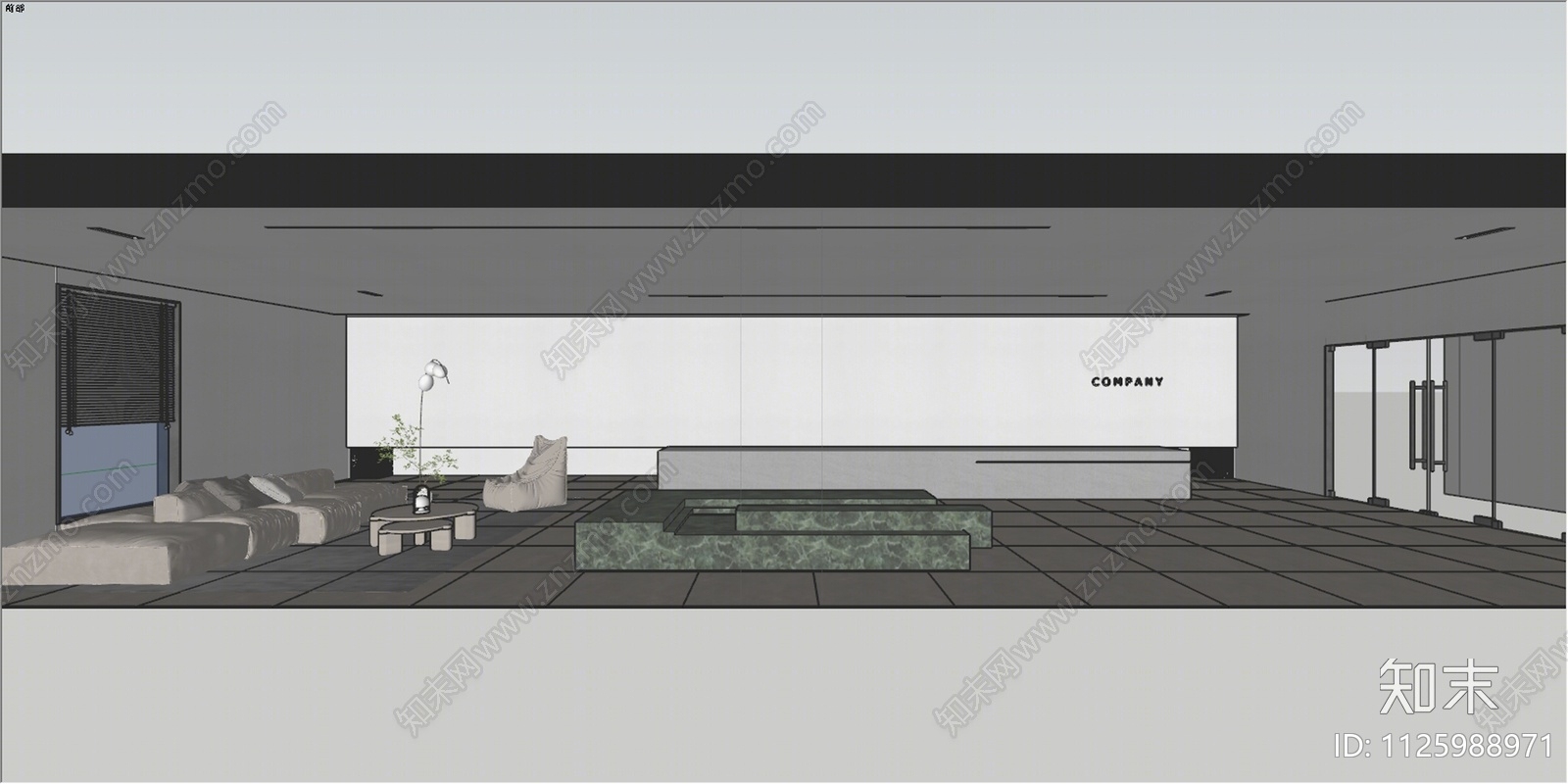 现代公司大堂SU模型下载【ID:1125988971】