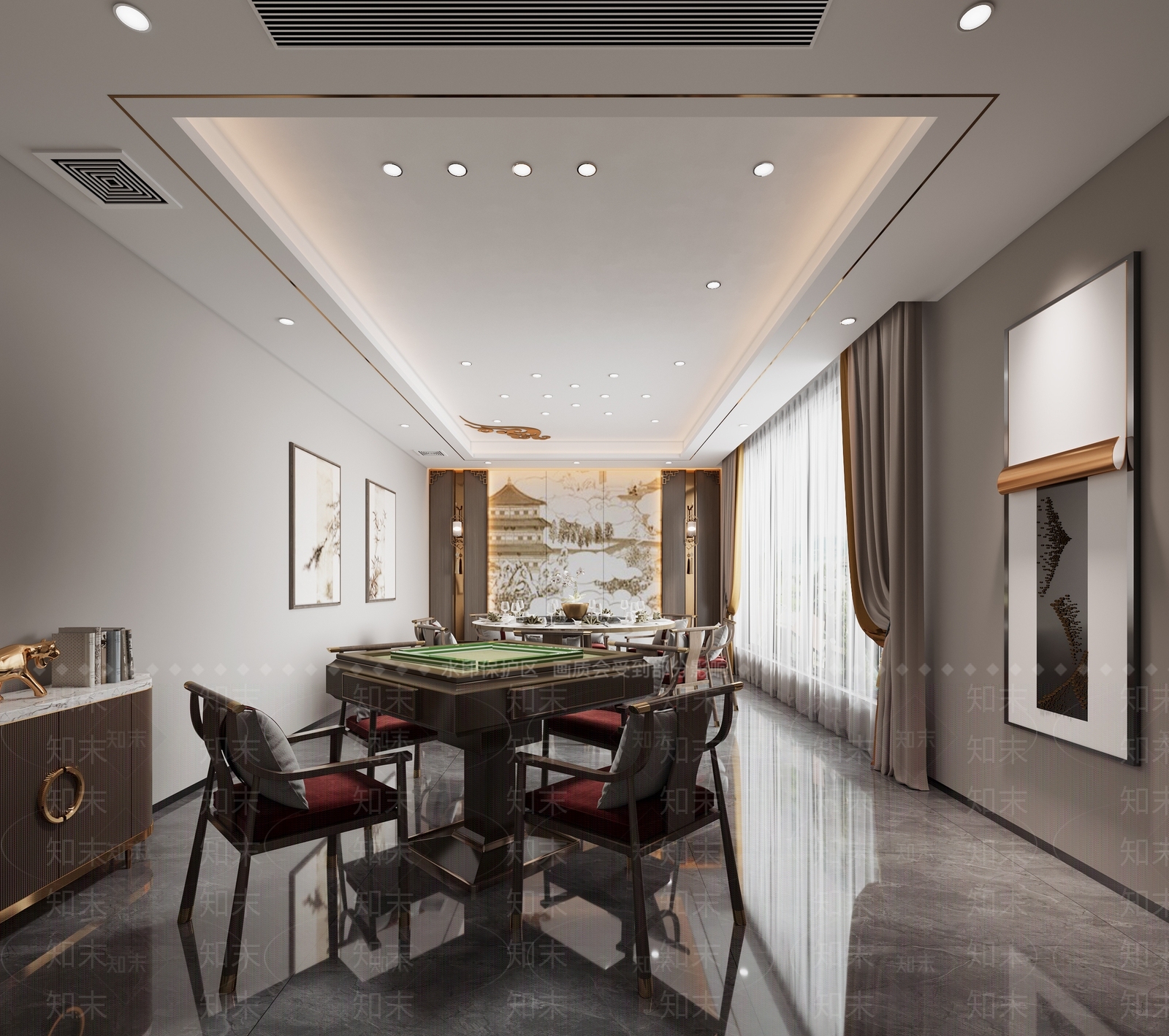 新中式包厢3D模型下载【ID:1125992121】_知末3d模型网