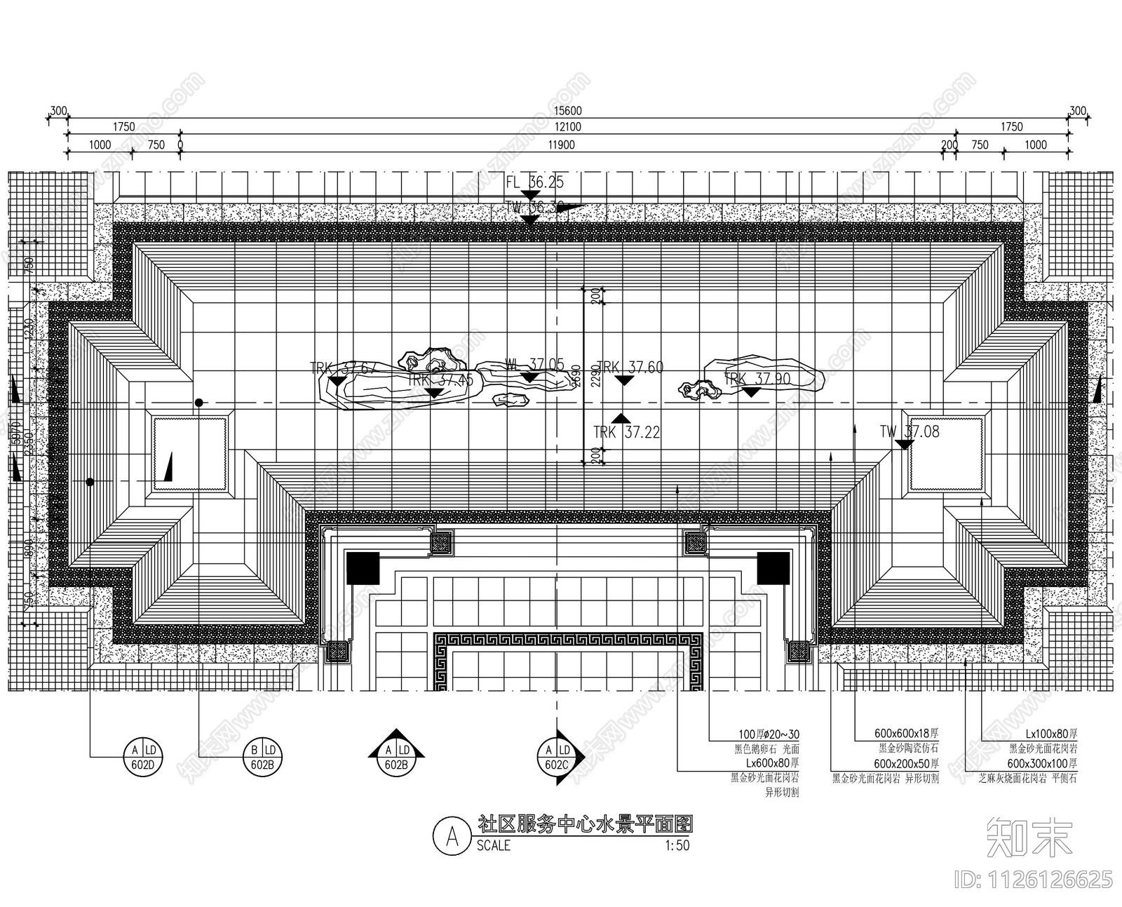 中式住宅大门水景详图cad施工图下载【ID:1126126625】