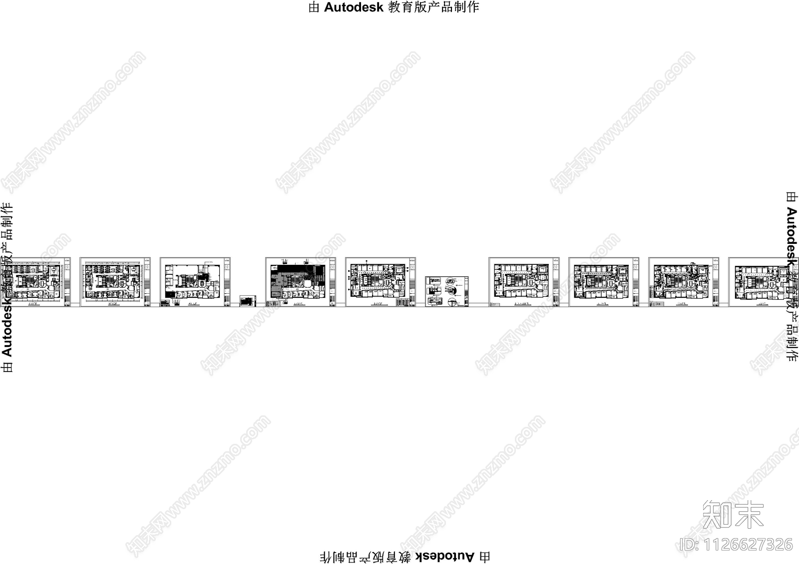 地产办公室平面图cad施工图下载【ID:1126627326】