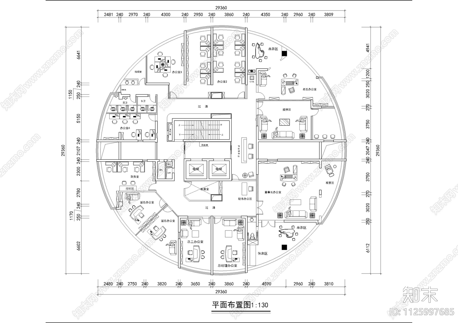 南昌国际金融办公平面图cad施工图下载【ID:1125997685】
