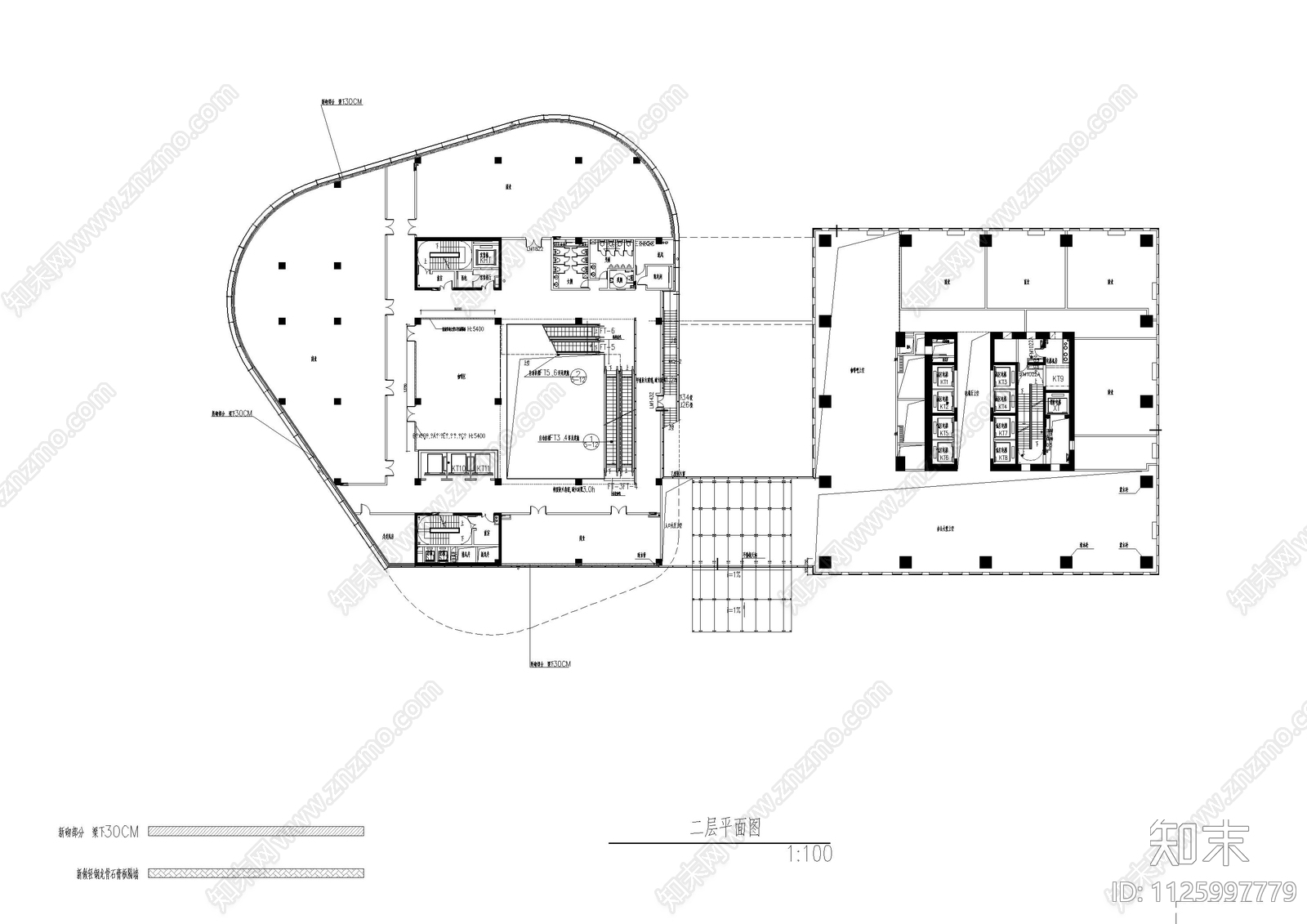 办公商业大厦建筑平面图施工图下载【ID:1125997779】