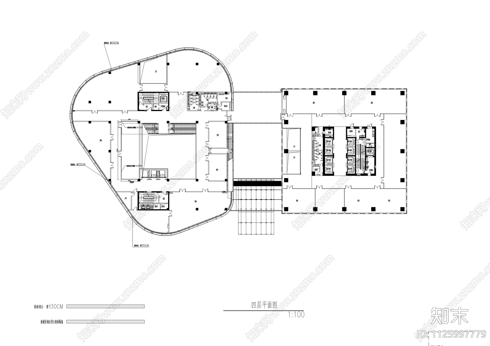 办公商业大厦建筑平面图施工图下载【ID:1125997779】