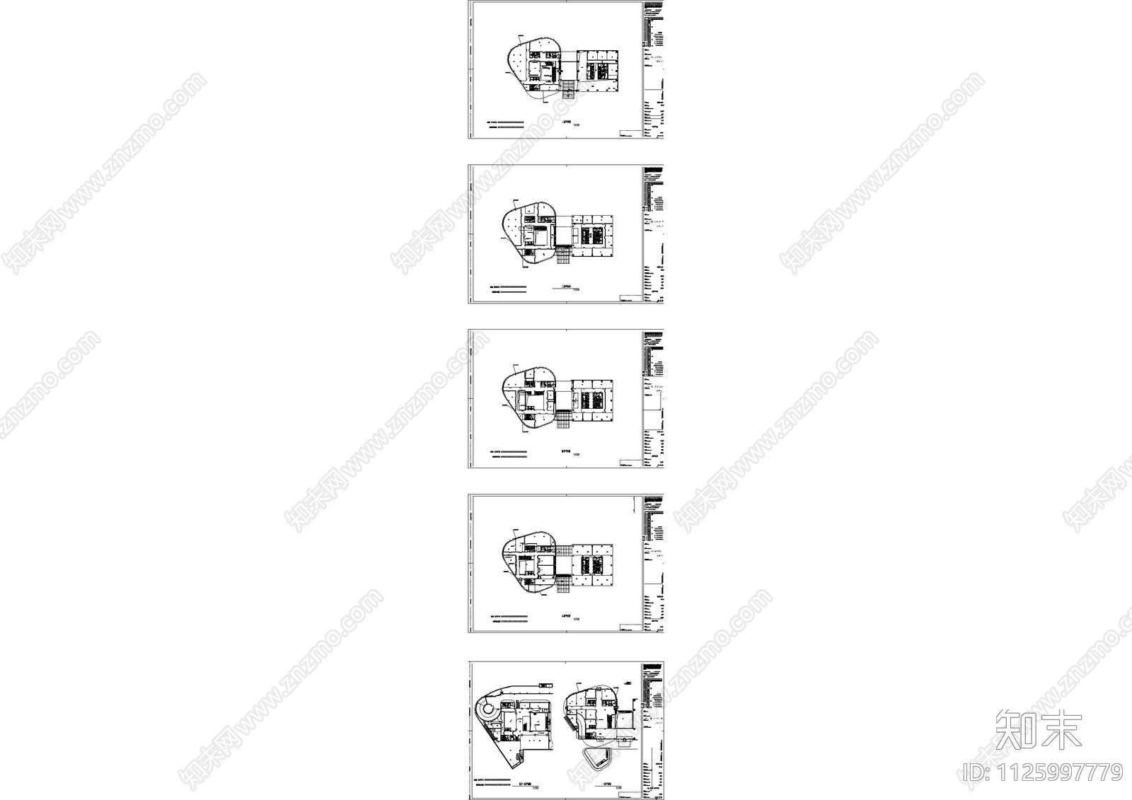 办公商业大厦建筑平面图施工图下载【ID:1125997779】