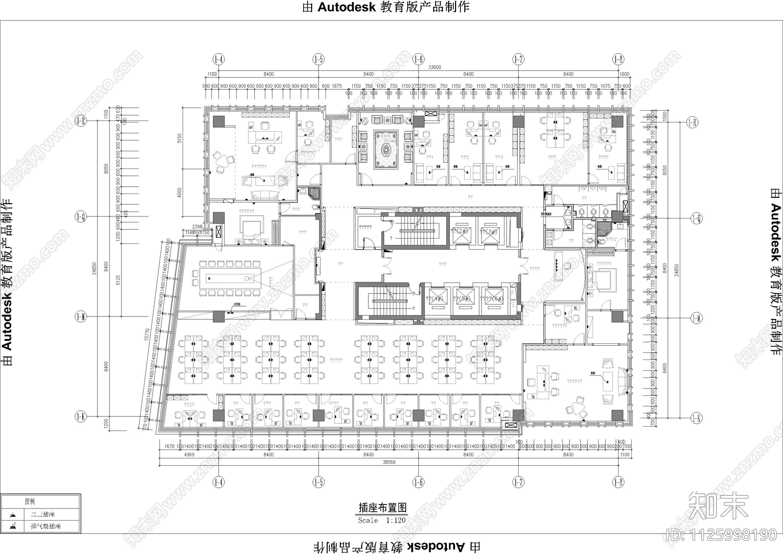 现代整层办公空间平面系统图cad施工图下载【ID:1125998190】