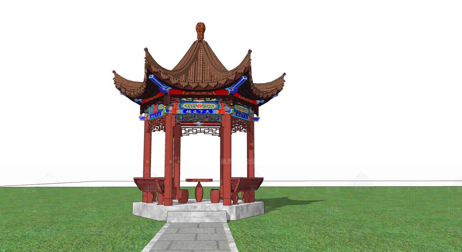 中式亭子SU模型下载【ID:1125999076】