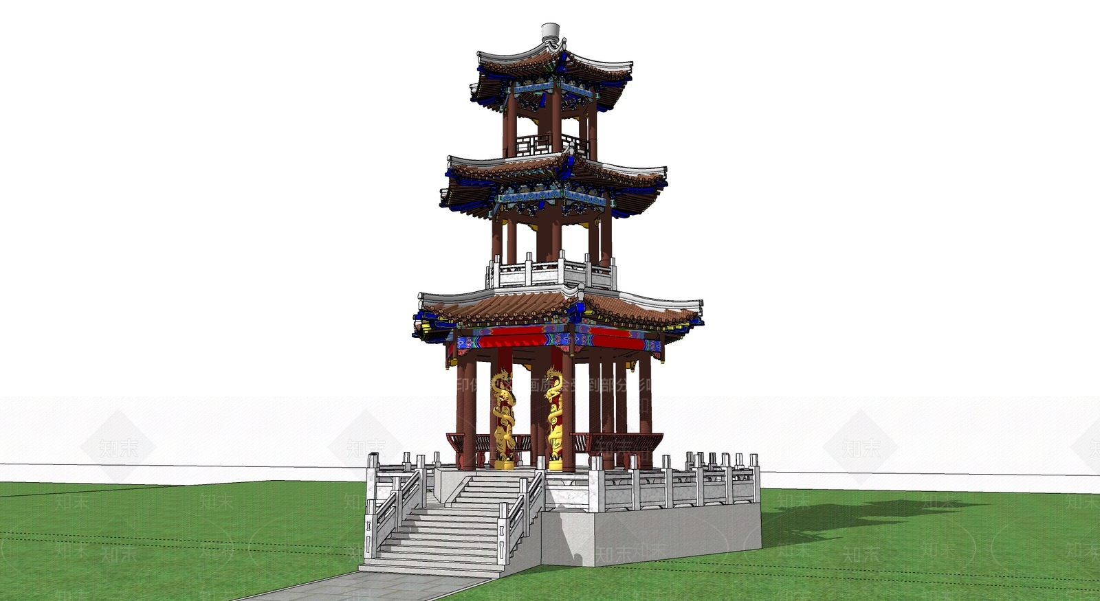 中式亭子SU模型下载【ID:1125999745】