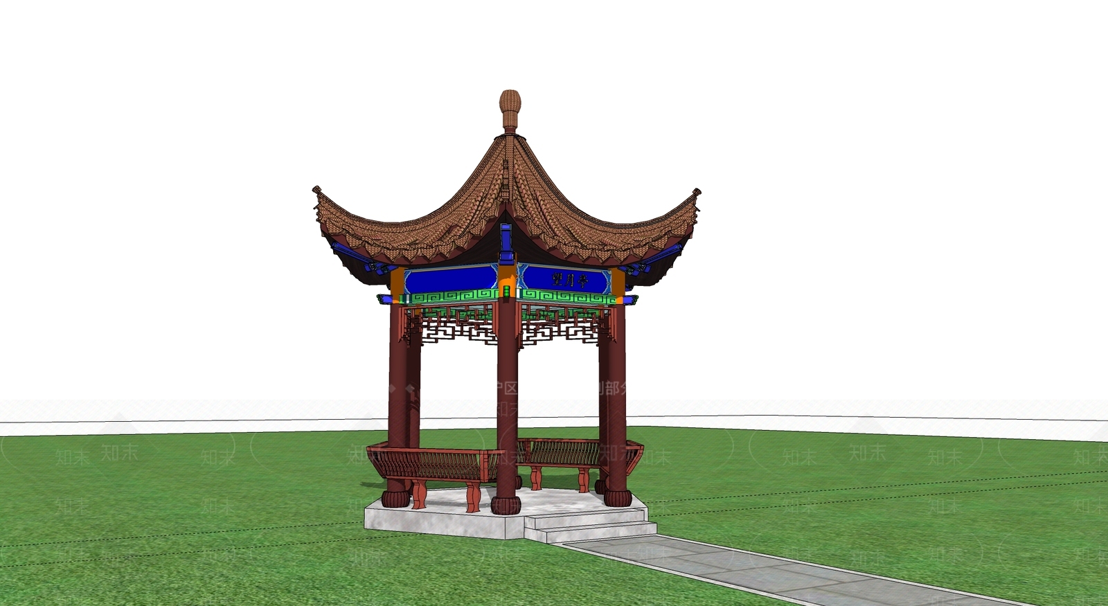 中式亭子SU模型下载【ID:1125999824】