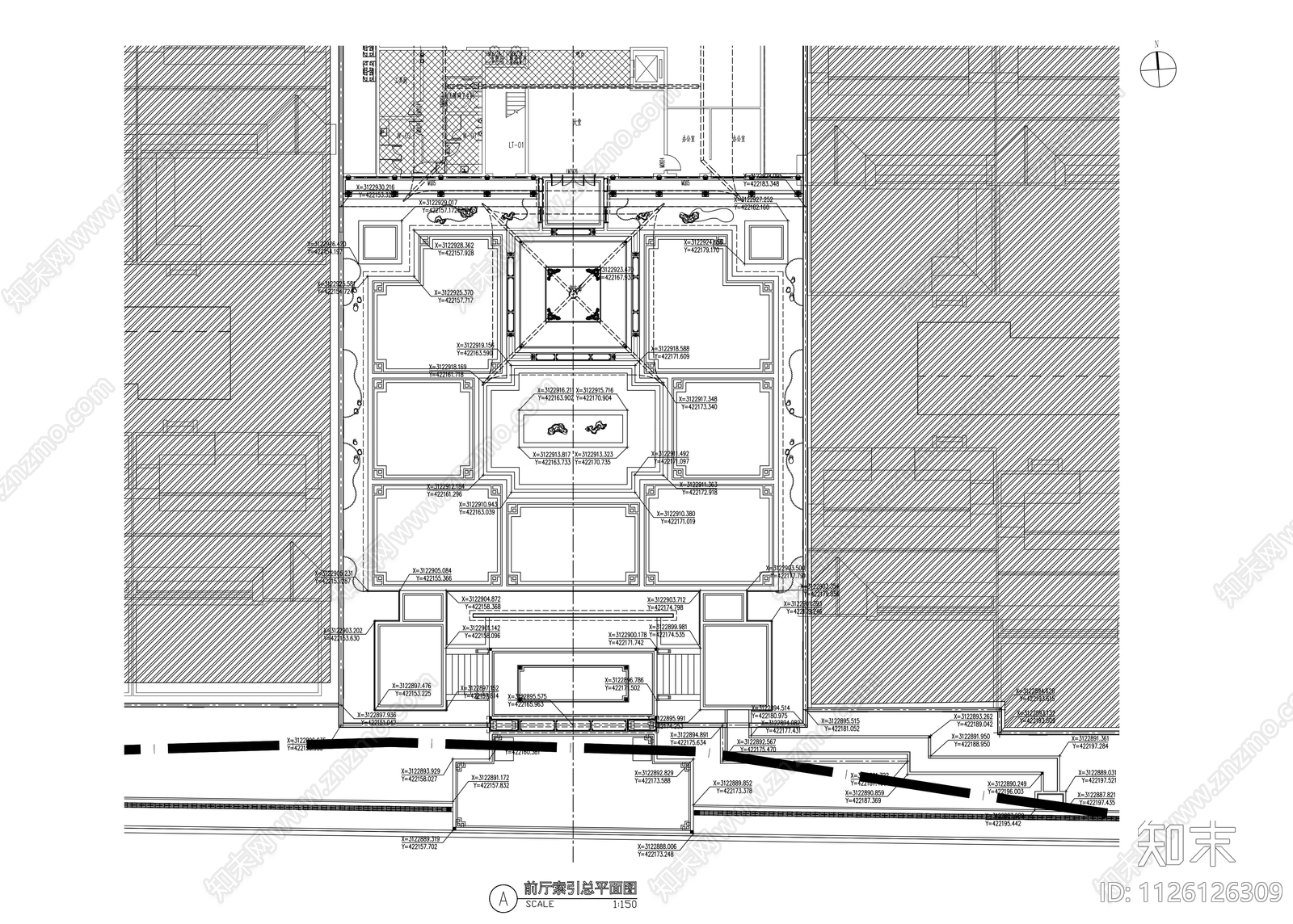 中式风格展示区景观cad施工图下载【ID:1126126309】