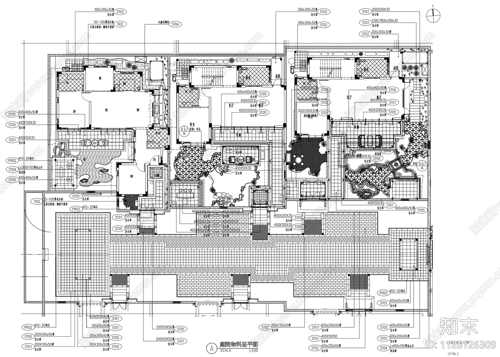 中式风格展示区景观cad施工图下载【ID:1126126309】