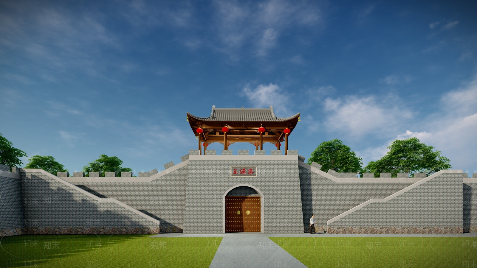 中式古建筑SU模型下载【ID:1126005284】