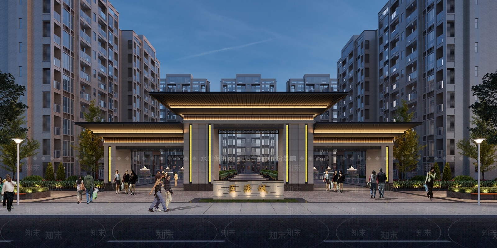 现代小区入口大门3D模型下载【ID:1126009306】