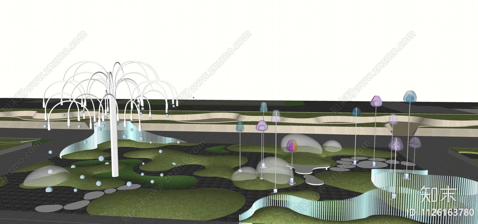 现代公园景观SU模型下载【ID:1126163780】