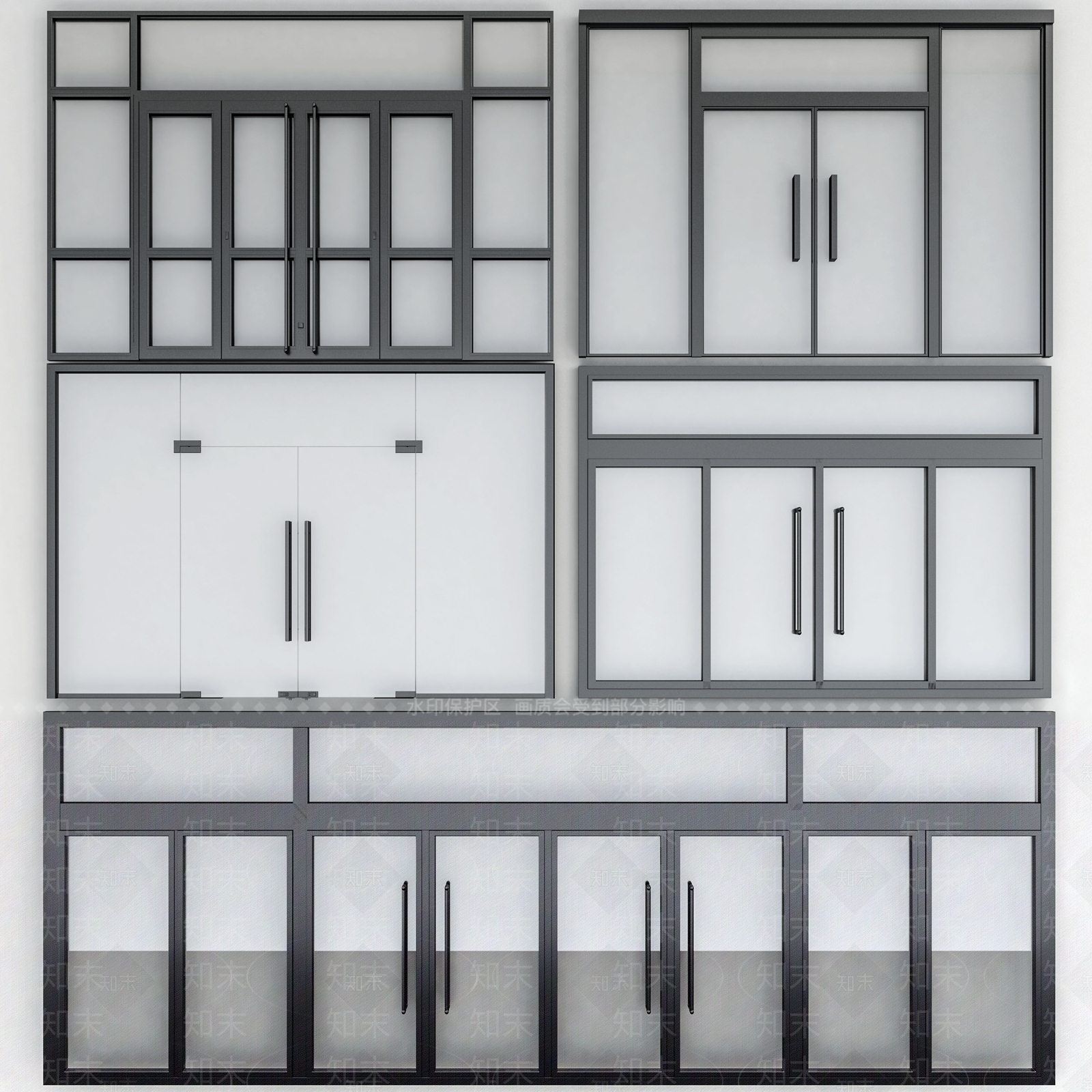 现代办公双开玻璃门3D模型下载【ID:1126013340】