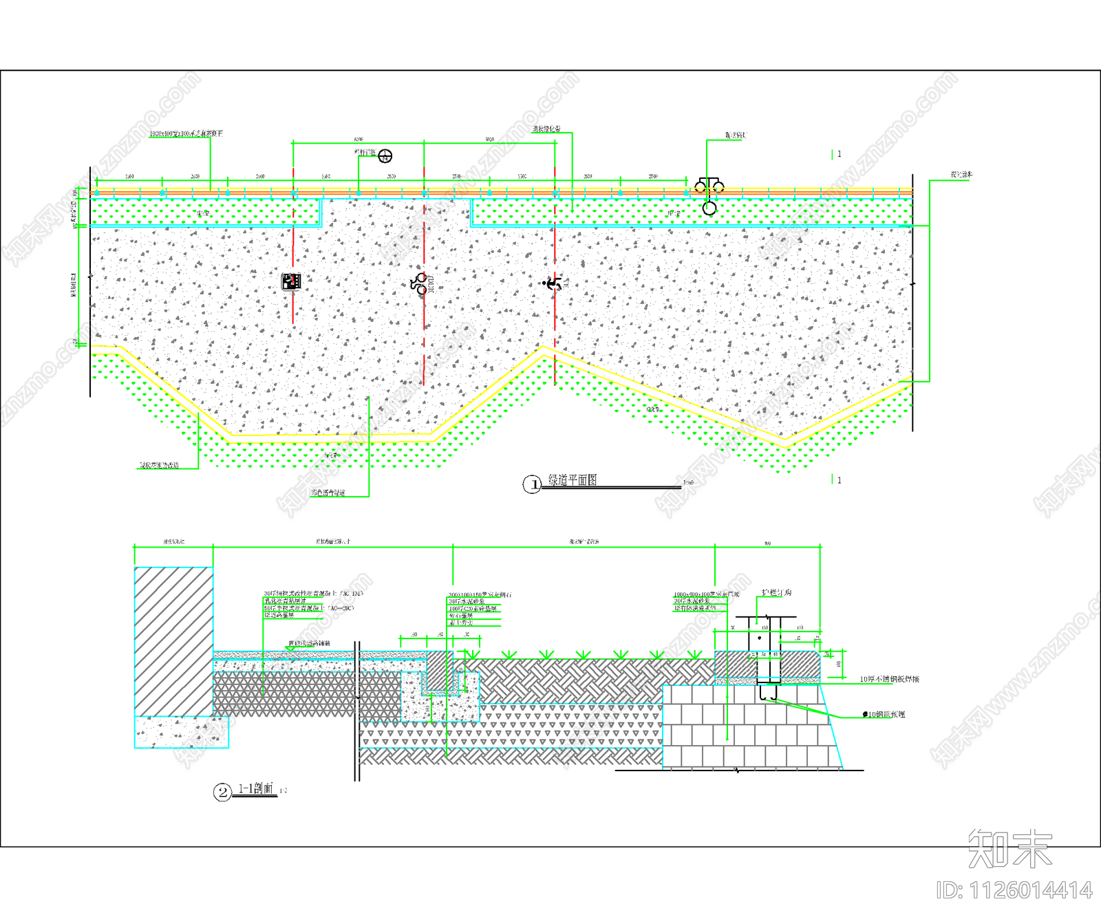 绿道结构广场结构护栏结构CADcad施工图下载【ID:1126014414】