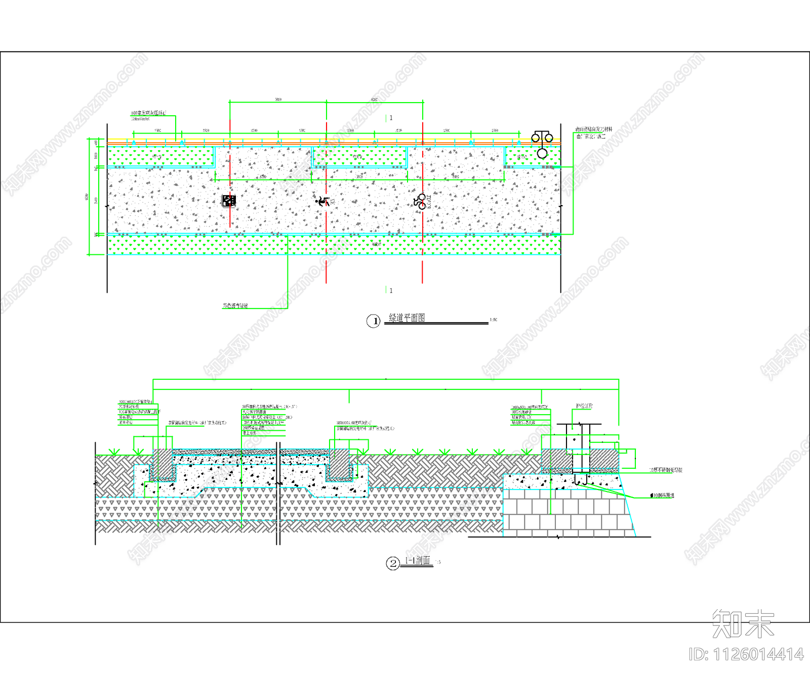 绿道结构广场结构护栏结构CADcad施工图下载【ID:1126014414】