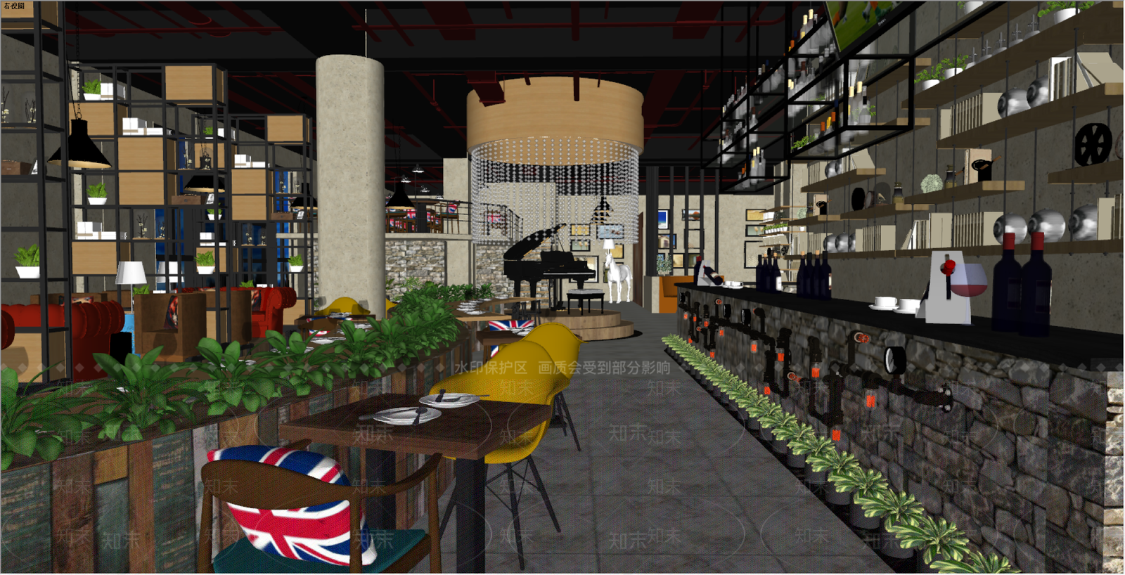现代自助餐厅SU模型下载【ID:1126015499】