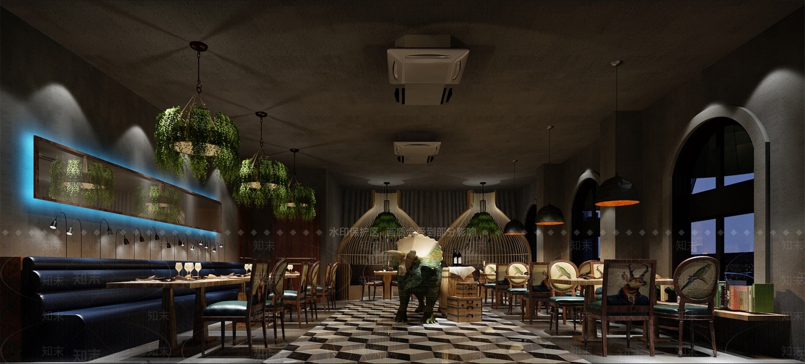 工业风西餐厅SU模型下载【ID:1126016324】