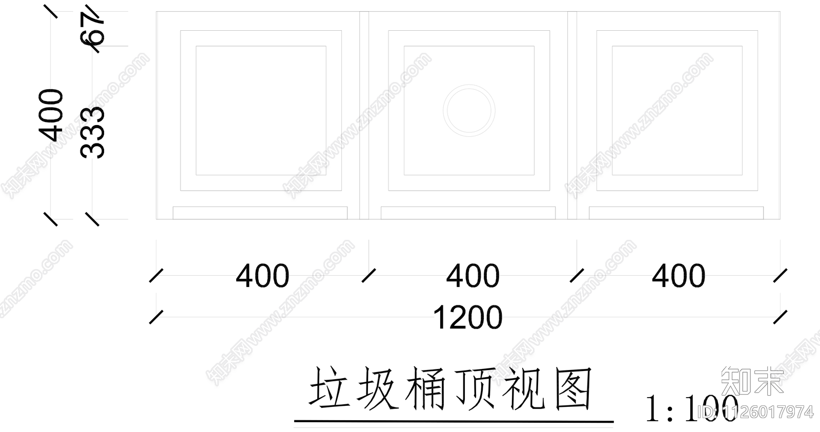 景观小品垃圾桶cad施工图下载【ID:1126017974】