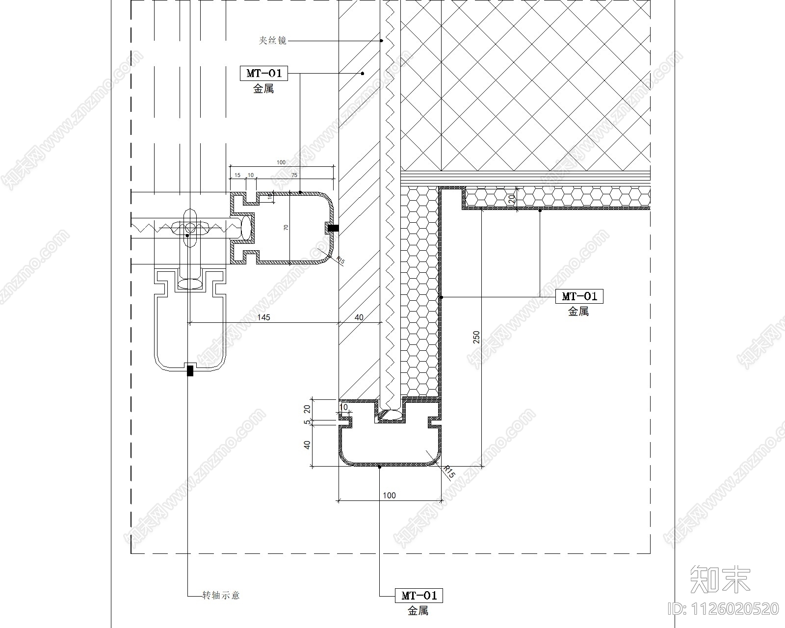 现代不锈钢玻璃门大样详图cad施工图下载【ID:1126020520】