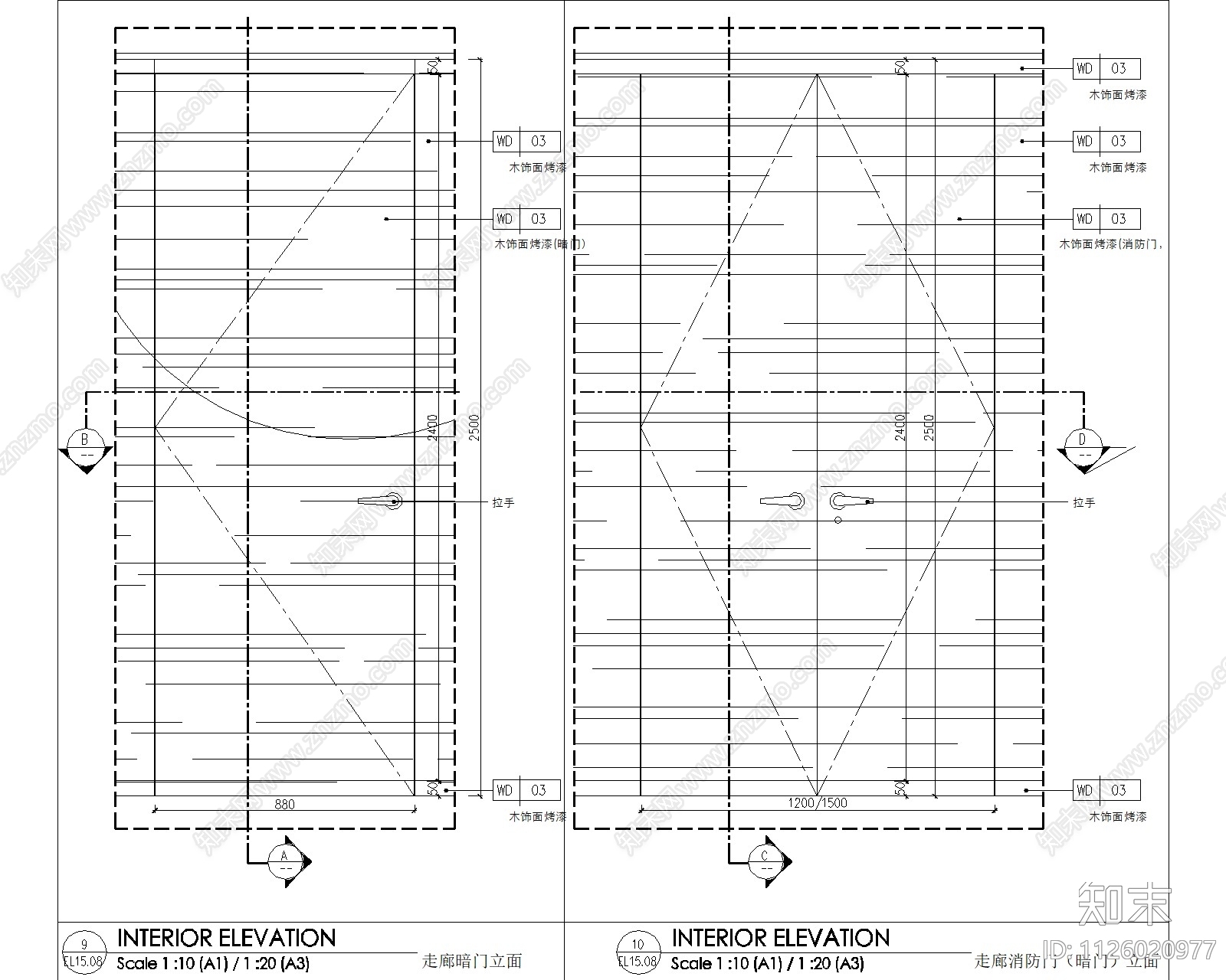 单双开烤漆面隐形消防门消防暗门大样施工图下载【ID:1126020977】
