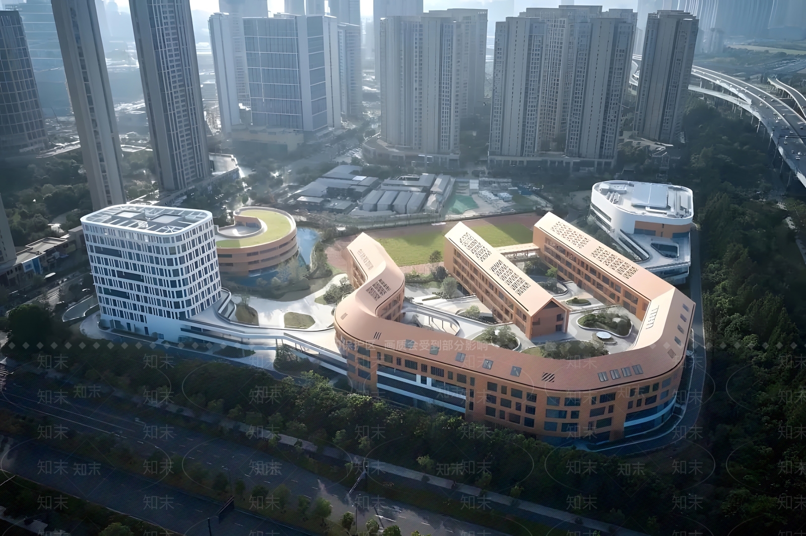 现代坡屋顶小学SU模型下载【ID:1126021074】