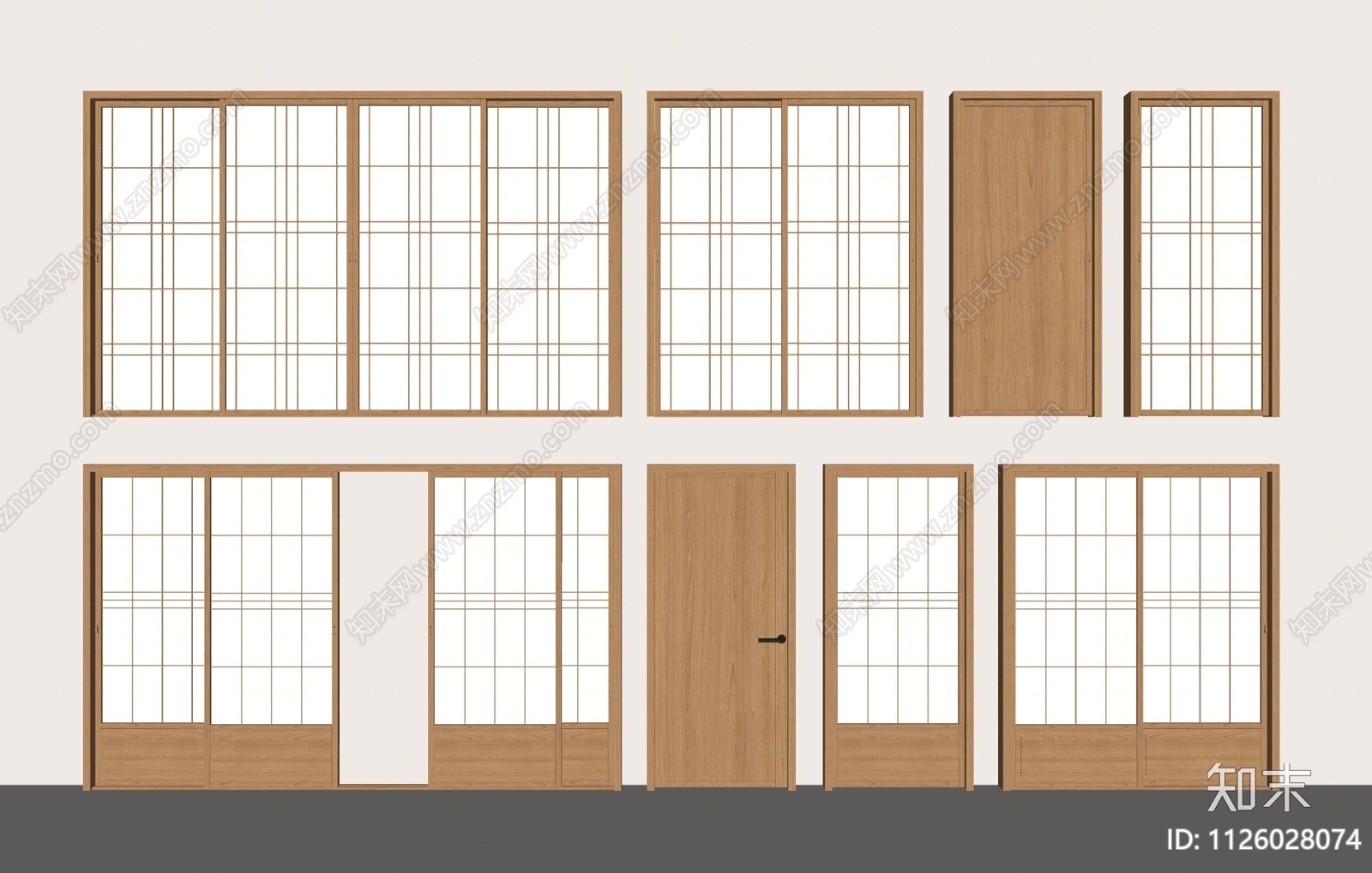 日式推拉门SU模型下载【ID:1126028074】