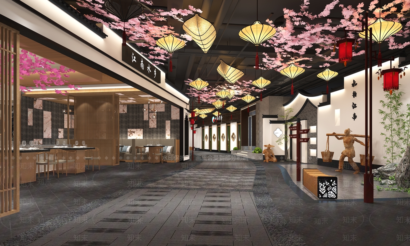新中式商场过道3D模型下载【ID:1126033430】
