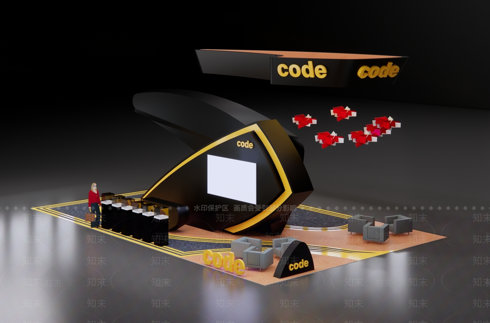 现代展台SU模型下载【ID:1126125633】
