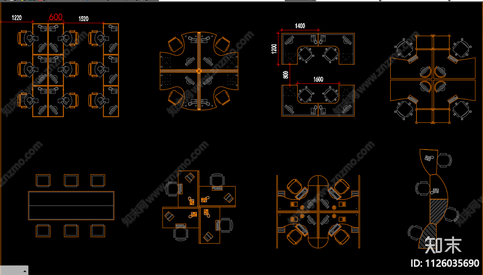 办公家具平面图施工图下载【ID:1126035690】