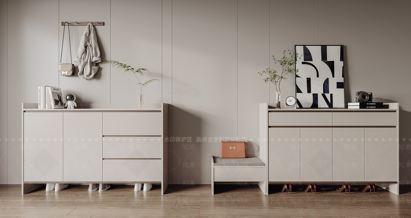 现代鞋柜3D模型下载【ID:1126036395】