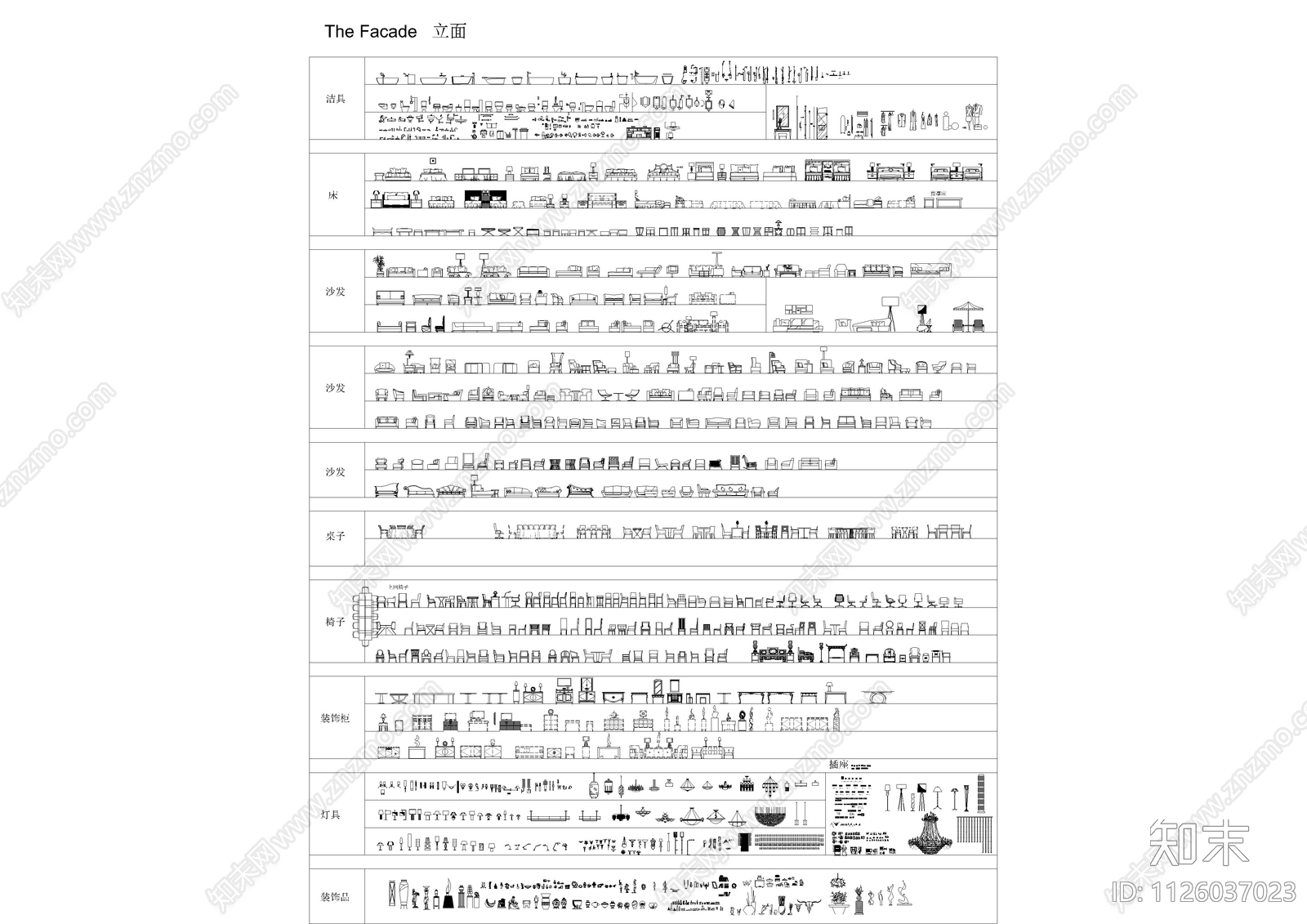 家具装饰图框图例平立面施工图下载【ID:1126037023】