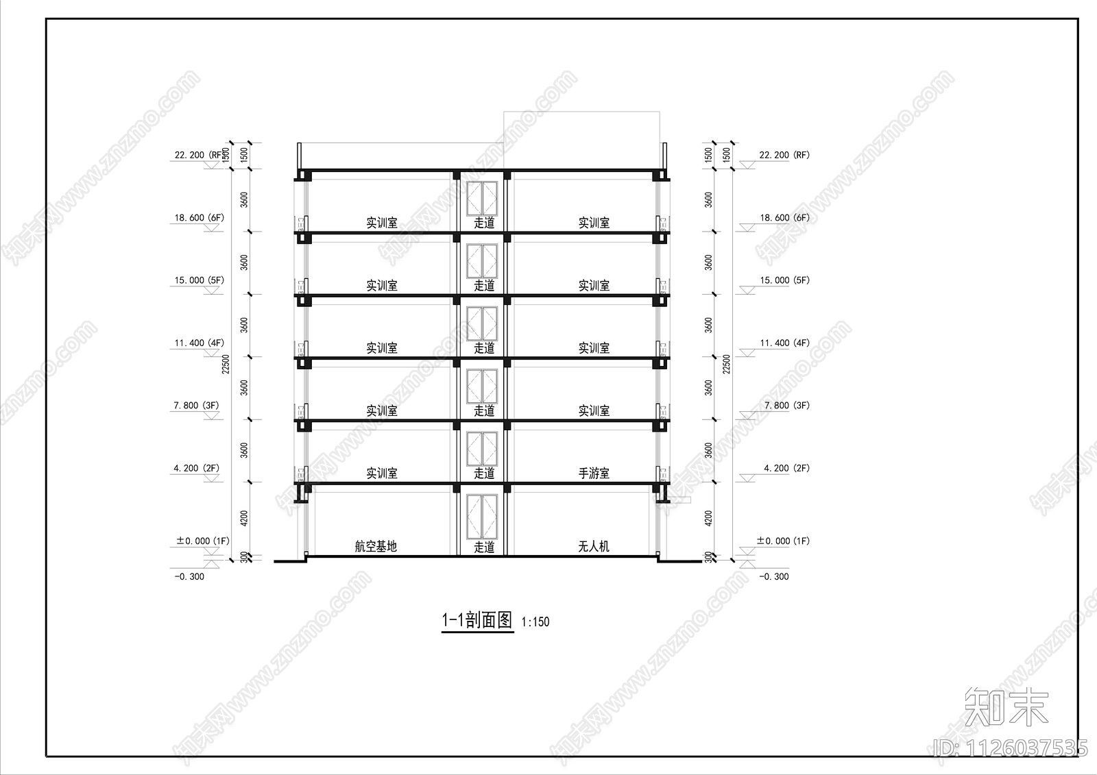 学校教学楼平立剖面cad施工图下载【ID:1126037535】