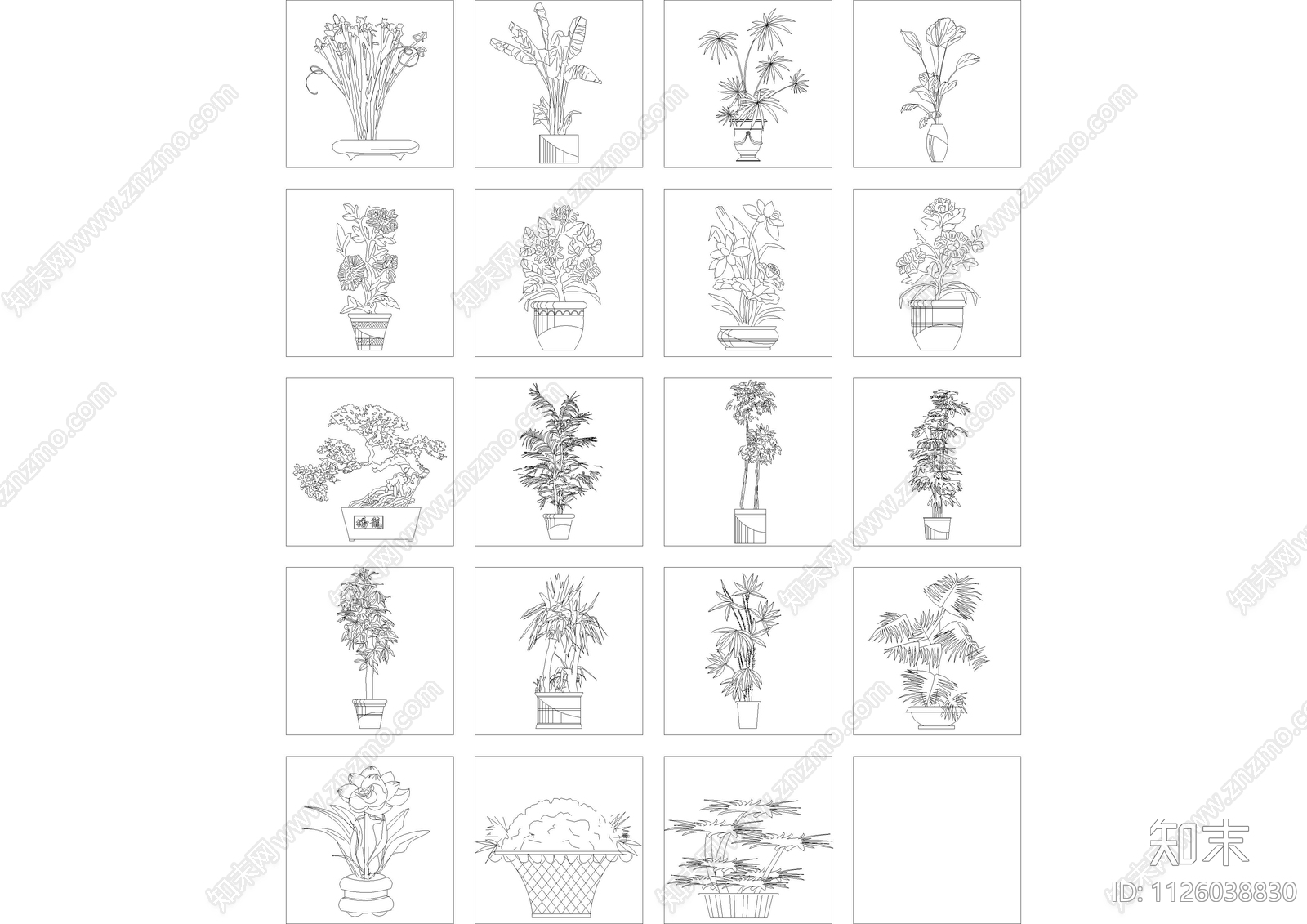 现代绿植立面图cad施工图cad施工图下载【ID:1126038830】