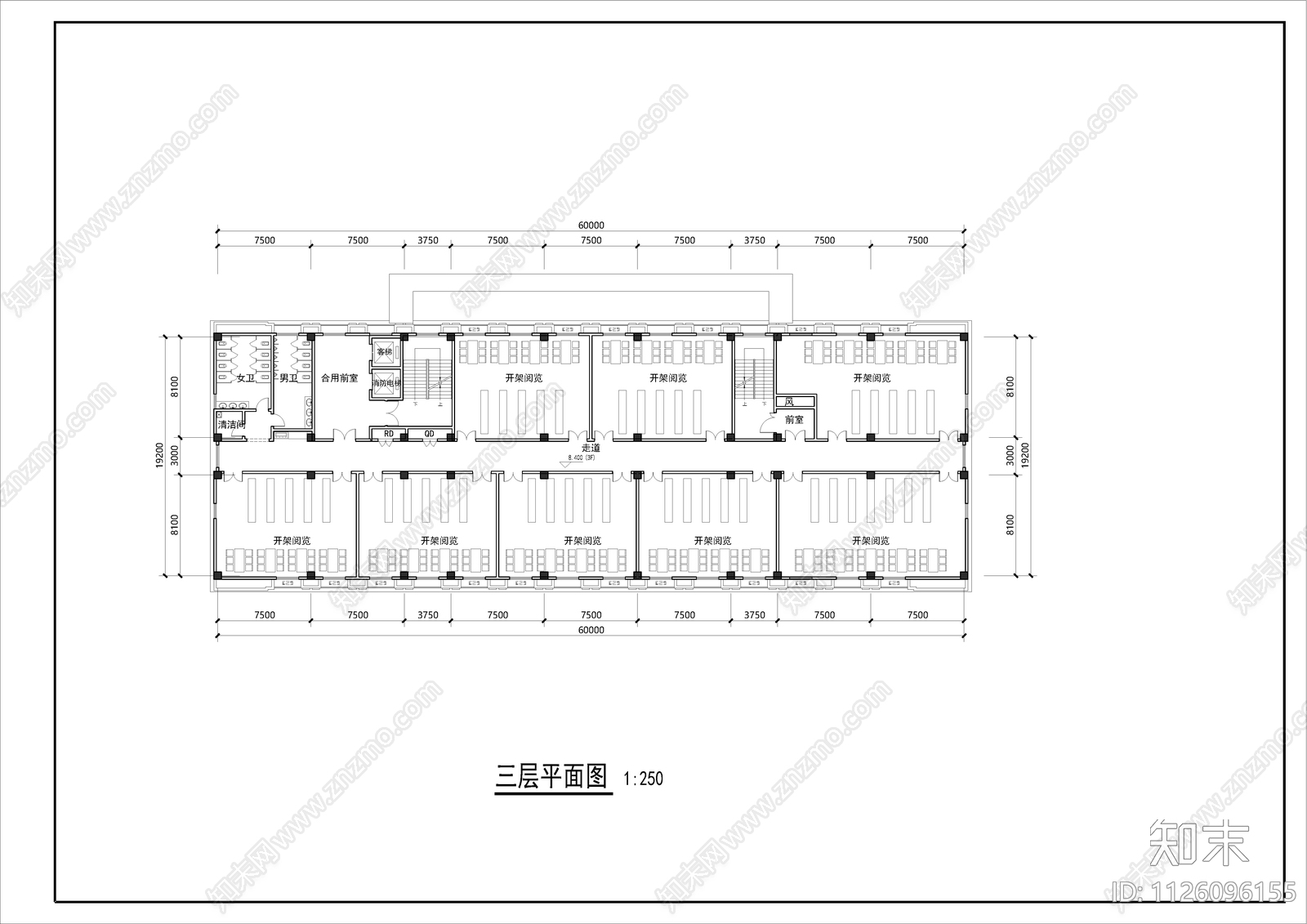 学校图书行政楼平立剖面cad施工图下载【ID:1126096155】