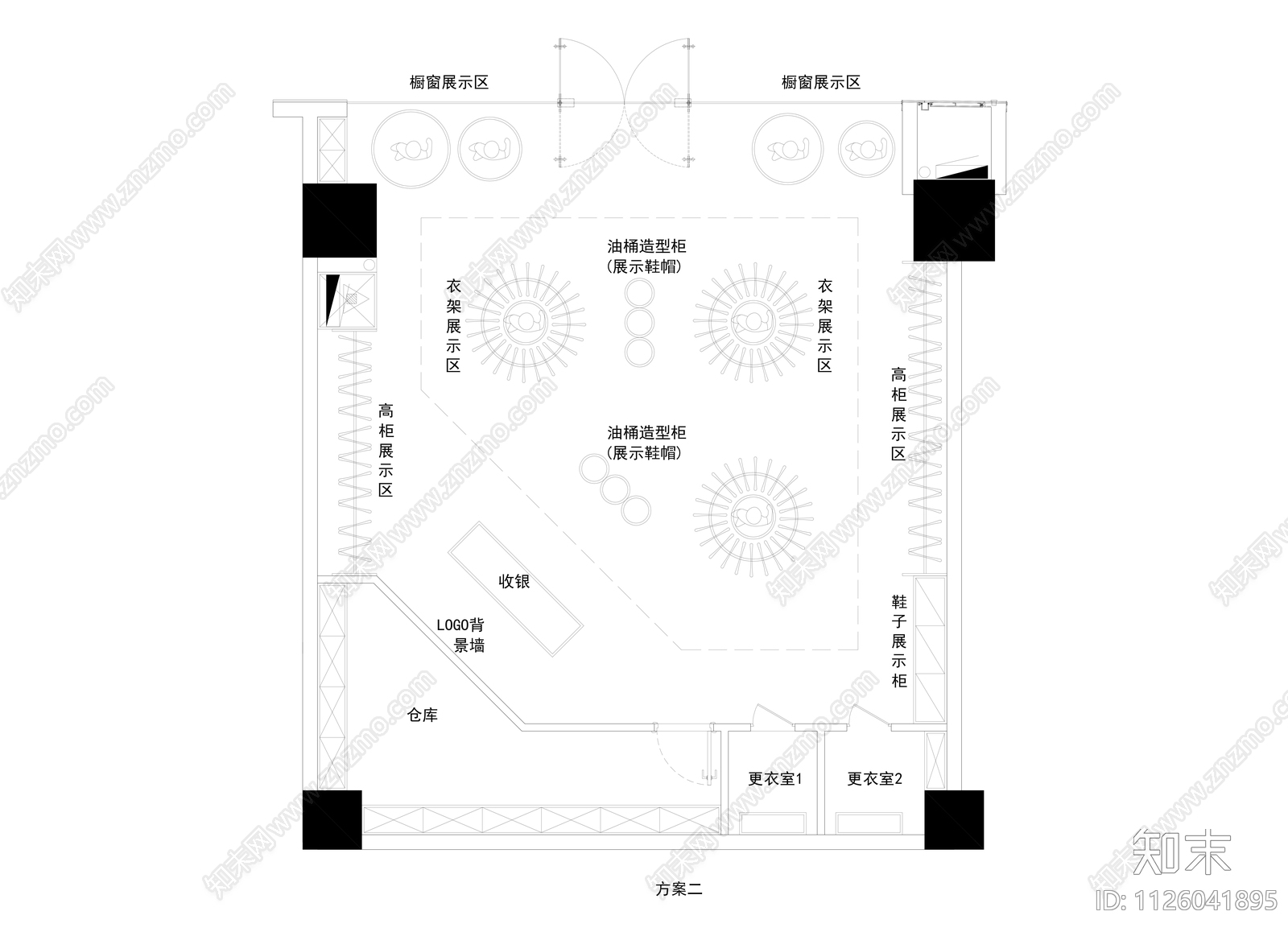 90m²cad施工图下载【ID:1126041895】