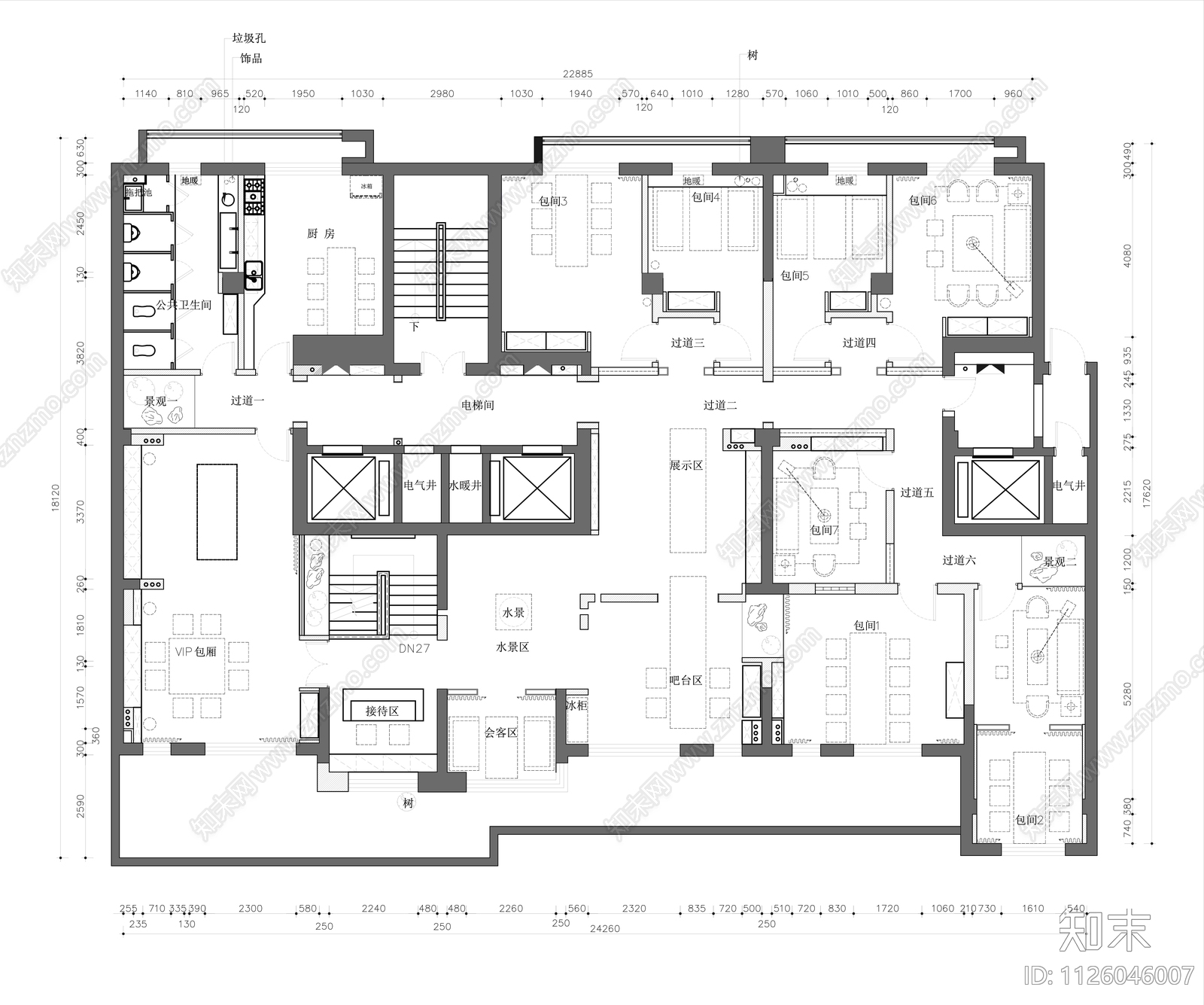 茶室平面布置图cad施工图下载【ID:1126046007】