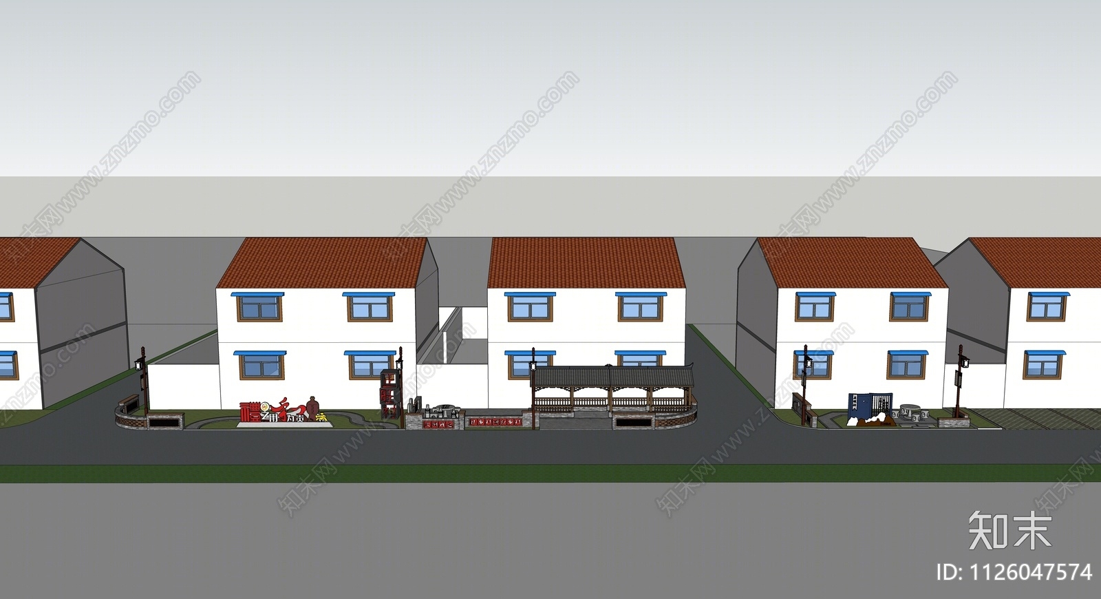 现代乡村民房SU模型下载【ID:1126047574】