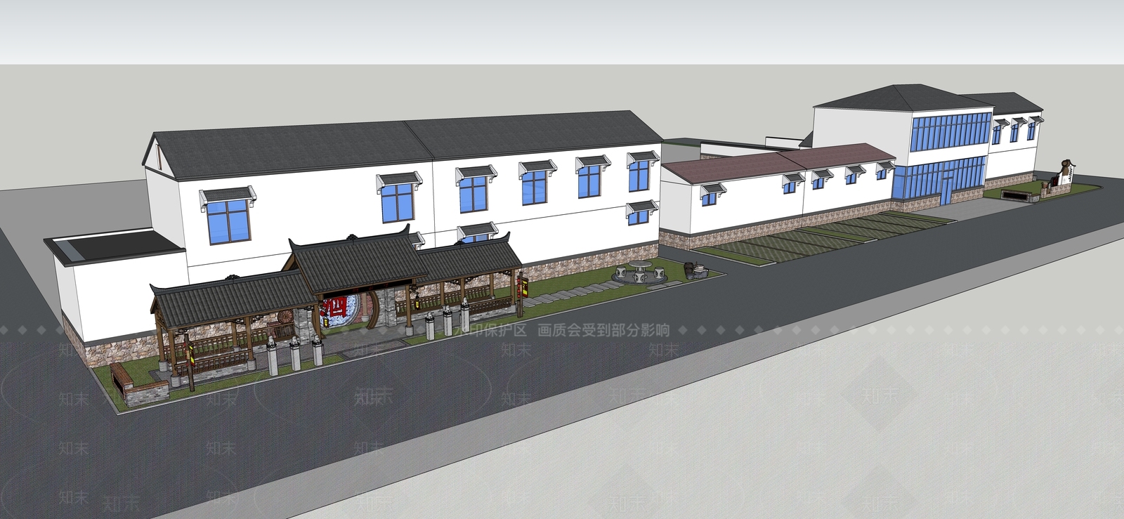 新中式乡村民房SU模型下载【ID:1126050410】