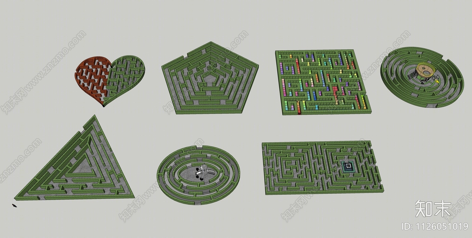 现代景观植物迷宫SU模型下载【ID:1126051019】