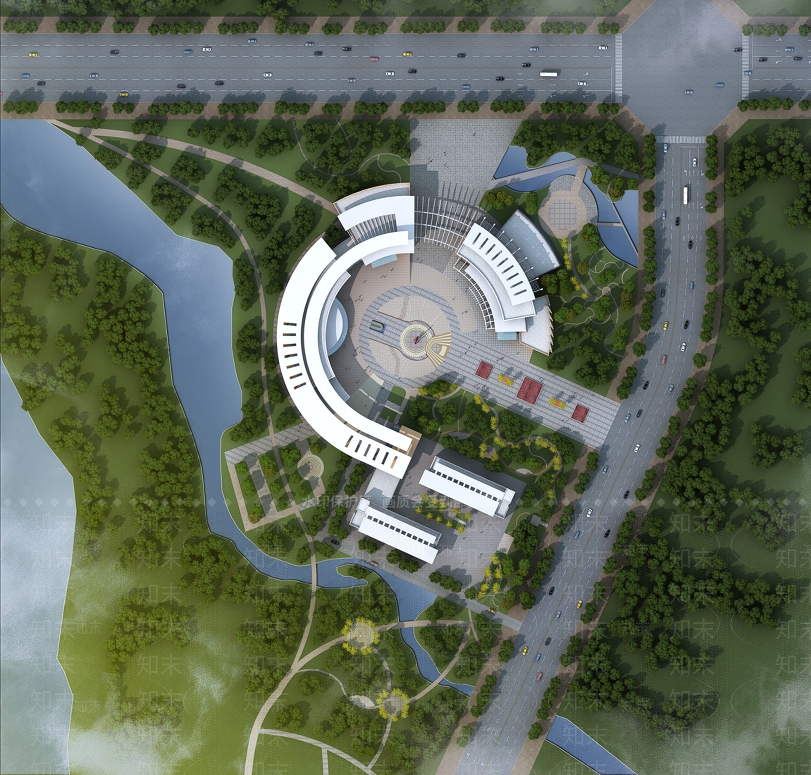 现代图书馆建筑SU模型下载【ID:1126054074】