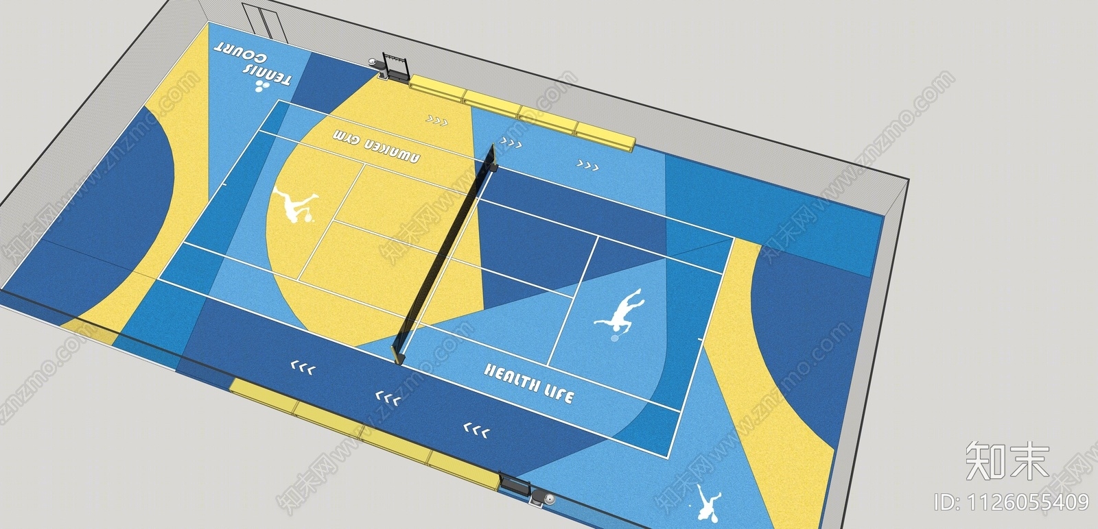 现代户外羽毛球场地SU模型下载【ID:1126055409】