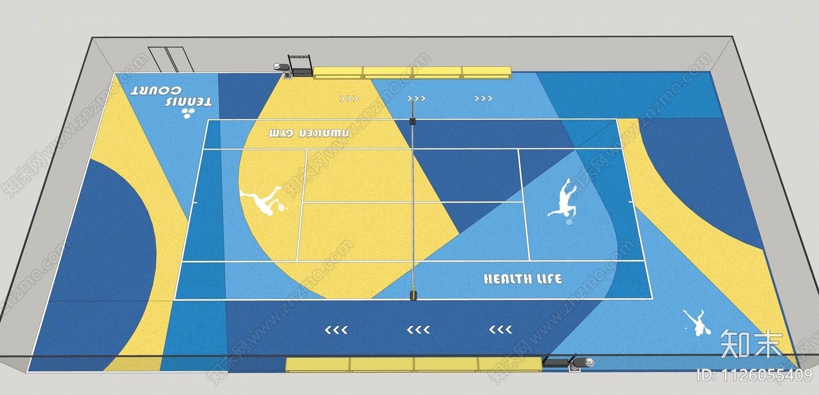 现代户外羽毛球场地SU模型下载【ID:1126055409】