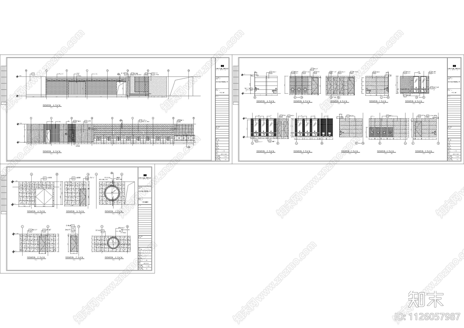 新理念餐厅大堂立面图cad施工图下载【ID:1126057987】