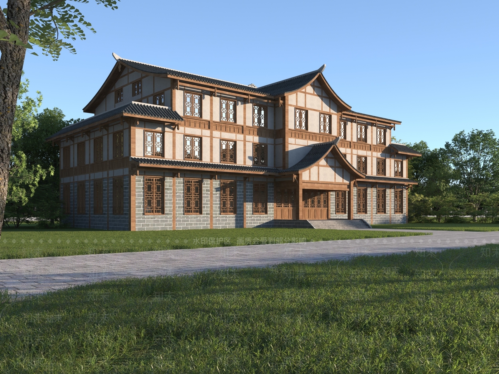 中式古建3D模型下载【ID:1126058996】_知末3d模型网