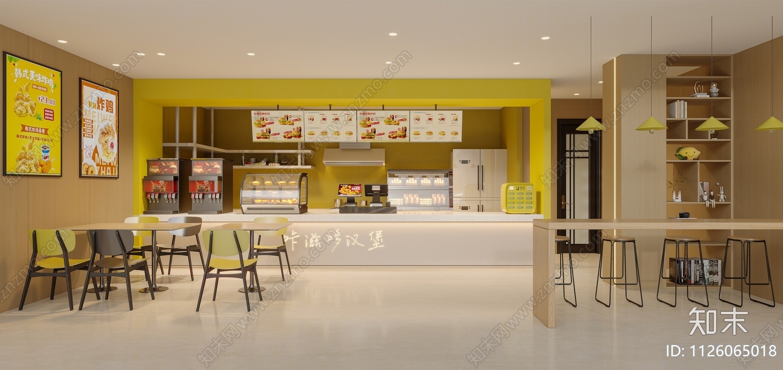 现代炸鸡汉堡店3D模型下载【ID:1126065018】