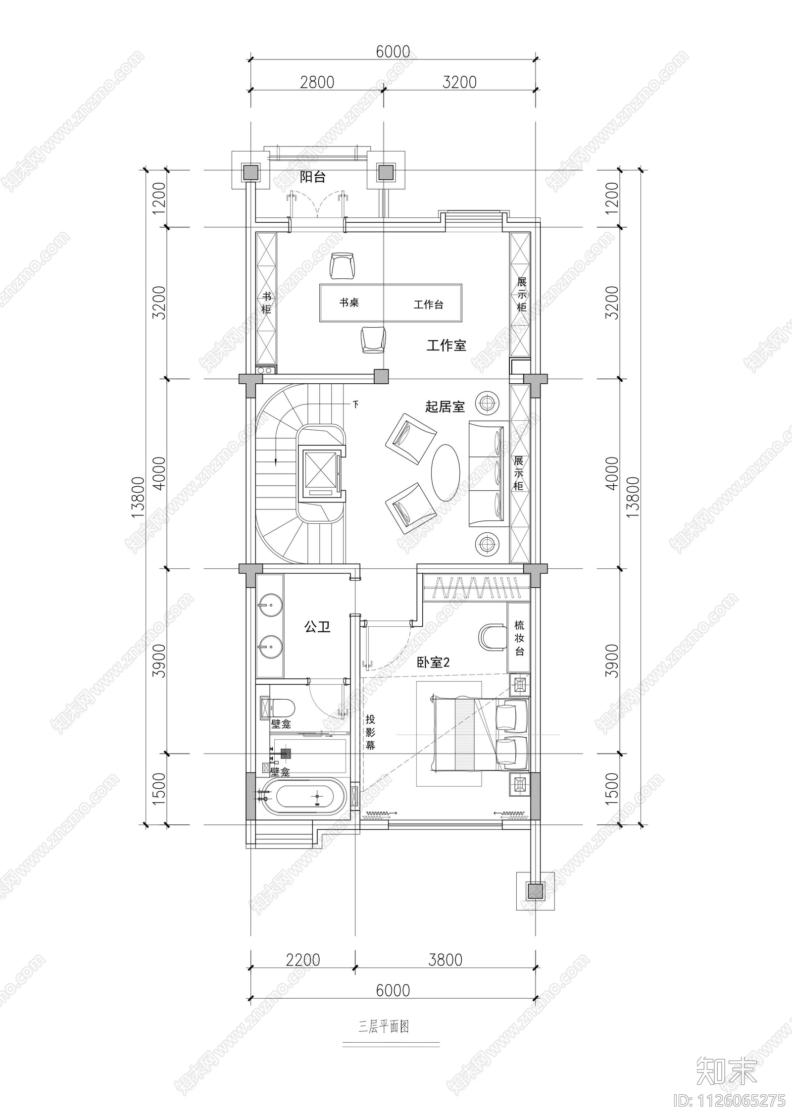 独栋双拼别墅平面图施工图下载【ID:1126065275】