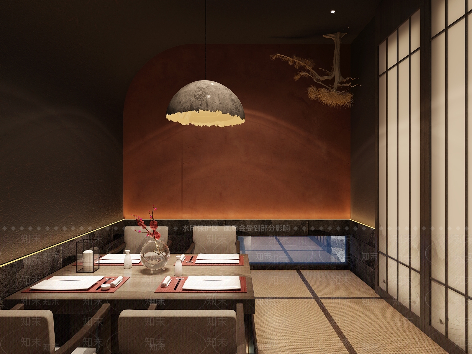 日式榻榻米餐厅包间3D模型下载【ID:1126066143】